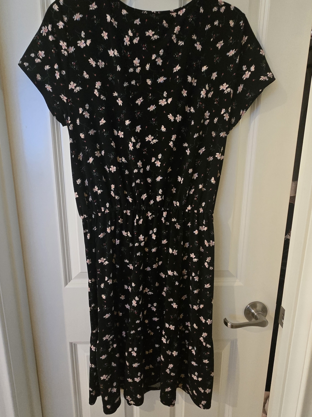 Banana Republic Black Midi Dress with Pink Floral Print - Picture 3 of 4